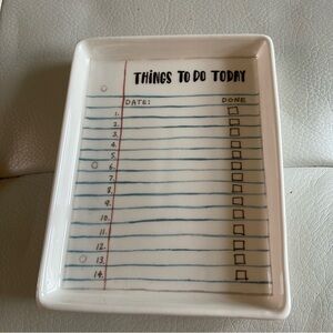Rae Dunn Things to do Tray NWT organizer you can use dry erase board markers